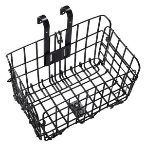 Cesta trasera para bicicleta, de metal, negra, con soporte para portaequipajes, duradera, extra grande, para almacenamiento en bicicleta - Product Image 3