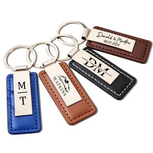 Custom Engraved Leather Keychain for Anniversary, Personalized Stainless Steel <b>Keyring</b> for Husband & Boyfriend, Heartfelt Gift - Product Image 1