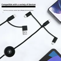 6-in-1 LOGO lampu LED Input ganda kabel Data dua ke tiga Logo transparan Gadget USB untuk pengisian daya ponsel sinkronisasi untuk hadiah