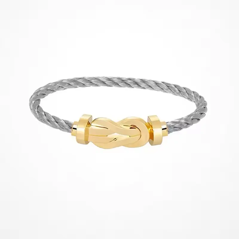 High version stainless steel plated 18K Gold Diamond Free Fredd horseshoe bracelet red nylon rope bracelet wholesale