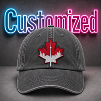 Gorra de Béisbol Vintage de Algodón Lavado con Bordado Personalizado del Logotipo de la Ciudad de Maple Leaf, Canadá, al por Mayor OEM