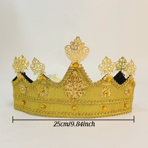 Accessori per Costumi di Carnevale Pafu, Corona Dorata da <span class=keywords><strong>Regina</strong></span>, Materiale in Tessuto Dorato, Corona Gioiello per Decorazioni Festive - Product Image 5