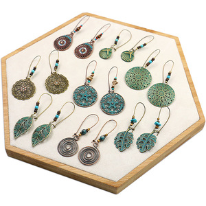 Boucles <span class=keywords><strong>d</strong></span>'oreilles pendantes Bohème Vintage pour Femme, motif Feuille de Monstera, <span class=keywords><strong>Goutte</strong></span> <span class=keywords><strong>d</strong></span>'<span class=keywords><strong>eau</strong></span>, Mandala, Fleur, avec patine antique - Product Image 2