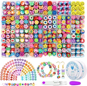 480 Stück Schmuck Herstellung Perlen Armbänder Bastel set Glas Pony Samen Alphabet Kunst Ton Perle Brief Perle Kit DIY Spielzeug