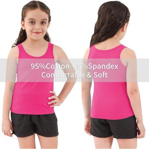 Débardeur rose uni pour filles, sans manches, respirant, décontracté, léger, pour le printemps et l'été - Product Image 4