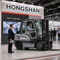 Forklift Listrik Empat Roda 3 Ton 60V Bertenaga Lithium dengan Penggeser Samping, Tinggi Angkat 3m, Bersertifikasi CE, untuk Penanganan Kargo Gudang