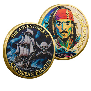Moneta Commemorativa a Tema Pirata in Lega di Zinco Placcata con Stampa UV Personalizzata - Product Image 1