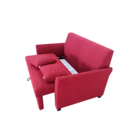 Sofá Cama Convertible de Dos Plazas, Moderno y Cómodo, para Sala de Estar, Tapizado en Tela Roja, con Almacenamiento Oculto