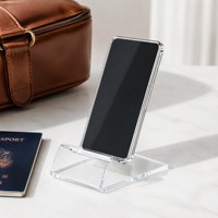 Support de téléphone moderne en acrylique massif poli de 3 mm d'épaisseur, support de téléphone portable transparent monobloc sans couture, décoration pour la maison, le bureau et les entreprises