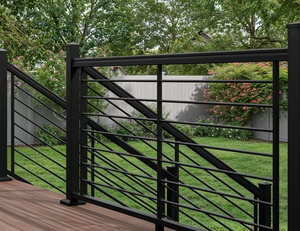Kit de garde-corps de terrasse moderne en acier inoxydable avec revêtement en poudre noir mat pour villa - Product Image 4