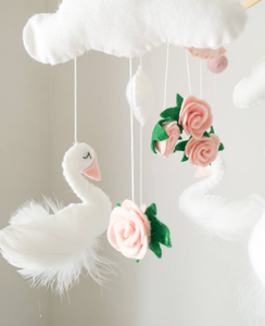 Cigno asilo nido fiori mobili a tema di cigno decorazione bambina baby shower regalo - Product Image 5