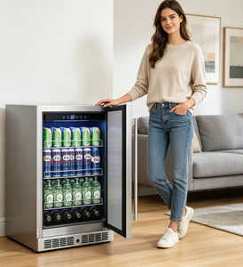 Stainless Steel Beverage Cooler With Insulated Glass Door 2.0-2.9 Cu Ft Single Zone <b>Compressor</b> Refrigerator Freestanding - Product Image 1