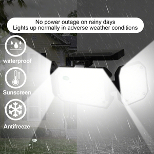 132 LED Solar Flood Security IP66 Waterproof 3-Head Multi-Angle Rotatable Spot Flood Wall Lamp Garden Landscape Outdoor Use - Product Image 3