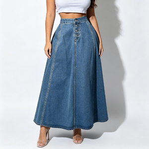 <span class=keywords><strong>Jupe</strong></span> crayon en <span class=keywords><strong>jean</strong></span> brodée taille haute extensible pour <span class=keywords><strong>femme</strong></span>, motif floral, style vintage, vente en gros - Product Image 1