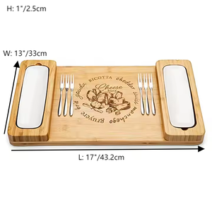 Cuisine de luxe Extra Large Planche à fromage en bambou Bloc à découper avec poêle en céramique Fourchettes Couteaux Ensembles Charcuterie Outil Cadeau pour maman - Product Image 5