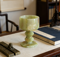 Bougie aromatique en marbre de jade de style français, tasse, décoration de style avancé, ornements décoratifs, quatre saisons, poudre, vert forêt tropicale, brun