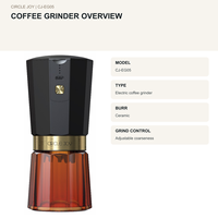 Moulin à café électrique Circle Joy, broyeur à meules en céramique, rechargeable par USB-C, réglage de la finesse de mouture, couvercle magnétique du bac, base antidérapante, ambre