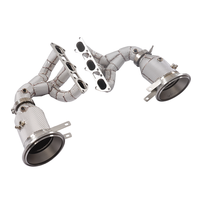 Colectores de escape de acero inoxidable para Porsche 992 GT3 4.0L OEM de alto flujo 200 celdas, diseño de carreras de longitud igualada, mejora de potencia