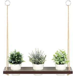 Étagère murale en bois rustique personnalisée avec corde en <span class=keywords><strong>macramé</strong></span> conception flottante pour les plantes, les livres et la décoration de la maison - Product Image 1