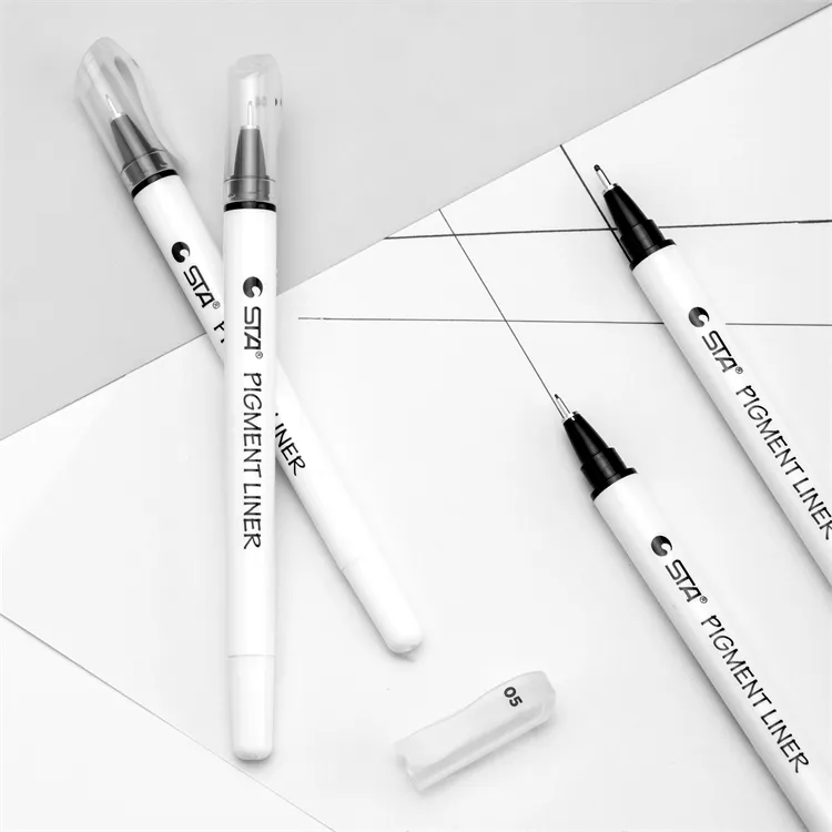 Caneta delineadora preta 3/6/9 pçs/set, material escolar à prova d'água com pigmento forro para caneta micro agulha e desenho