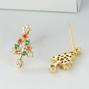 Orecchini Pendenti a Forma di Albero di Natale, Orecchini alla Moda con Zirconi Colorati, Regalo di Gioielli Festivi per Donne - Product Image 2