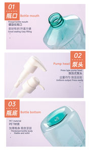 Botella de plástico transparente PET creativa de fábrica, botella de detergente <span class=keywords><strong>para</strong></span> lavar <span class=keywords><strong>las</strong></span> <span class=keywords><strong>manos</strong></span>, botella de gel de ducha de champú de 500ml - Product Image 6