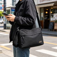 Tas Selempang Wanita Oxford Ringan dengan Ritsleting, Multi-layer, Kapasitas Besar, Tali Dapat Disesuaikan, Kasual, Modis, Selempang Satu Bahu