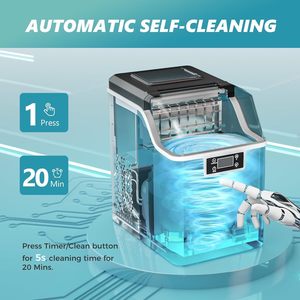 Máquina de Hielo EUHOMY, 45 Libras por Día, Acero Inoxidable, Portátil, Eléctrica, con Función de Autolimpieza - Product Image 6