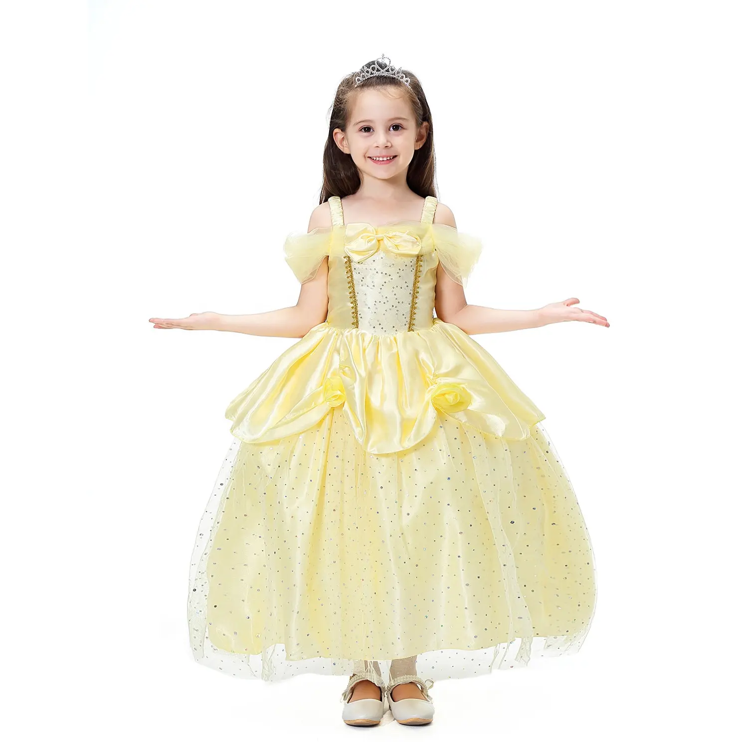 Hot TV Movie Beauty And The Beast Belle Girls Dress Halloween Clothes Girls Belle Princess Dress Kids