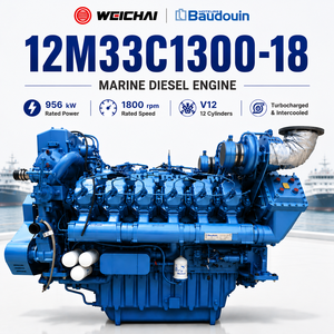 Motor SCDC Weichai Baudouin 12M33C1300-18 956kW 1800rpm 12 Cilindros, Motor Diésel Marino con CCS para Transbordadores de Pasajeros y Yates - Product Image 1