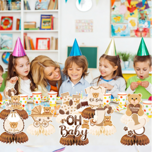 DAMAI En gros Centre de table en papier nid d'abeille pour baby shower et révélation du sexe, thème ours en peluche - Product Image 6