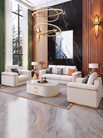 Canapé d'angle modulable Furnistyle italien moderne 3+2+1 places, en cuir de luxe avec structure en bois, extensible pour salon de villa