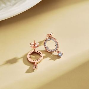 Pendientes de tuerca minimalistas Dylam Circle Halo de plata de ley S925, redondos, huecos, con circonita, hipoalergénicos - Product Image 5