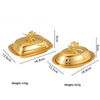 Plateau de service décoratif de style européen de luxe en métal doré et argenté avec couvercle pour bonbons, noix et en-cas