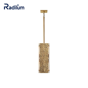 Luminaire suspendu carré moderne en laiton texturé finition or 3000K luminaire suspendu vertical pour îlot de cuisine bar entrée - Product Image 1