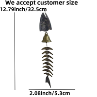 Carillon éolien en fer durable avec squelette de poisson Tenture murale en métal apaisante pour la décoration extérieure de la cabine de jardin pour les mariages