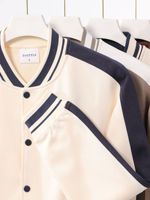 Fabricants de vêtements personnalisés printemps et automne 380 grammes Cardigan sweat-shirt Baseball veste couleur bloquée haut à manches longues