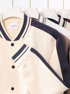 Fabricants de vêtements personnalisés printemps et automne 380 grammes Cardigan sweat-shirt Baseball veste couleur bloquée haut à manches longues - Product Image 4