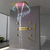 Ensemble de douche multifonctionnel pour salles de bain, vente en gros, douche de plafond massante, douche intelligente LED cascade avec musique