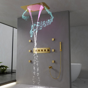 Juego de ducha multifuncional para baños, venta al por mayor, ducha de techo con masaje, cascada LED, ducha inteligente con música - Product Image 2