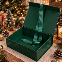 Boîtes cadeaux magnétiques de luxe personnalisées avec ruban vert brillant, fermeture magnétique, grandes boîtes pour bougies, boîte cadeau magnétique XXL pour Noël