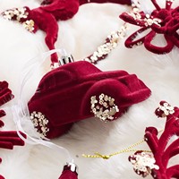 Ensemble de pendentifs de Noël de luxe nordique, flocons de neige rouges en peluche et décorations de cerfs pour la décoration de l'arbre de Noël, fournitures de décoration en gros