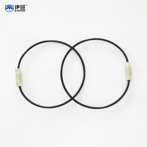 EWANG Black Stainless Steel Wire <b>Key</b> Ring Hanging Luggage Tag Wire Rope <b>Key</b> <b>Chain</b> - Product Image 4