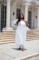 Robe Cardigan Ample en Mousseline Brodé Lavé à Col Rond et Manches Chauve-Souris pour Femme Grande Taille – Idéale pour l'Été