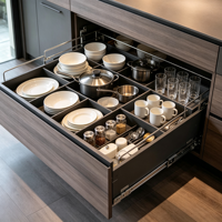 Meubles de cuisine modernes en forme de U avec grand îlot central et éclairage LED, armoires de cuisine personnalisées en contreplaqué