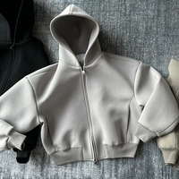 Sweat à capuche zippé oversize pour homme avec logo personnalisé, en tissu Air Layer de haute qualité, style décontracté et coupe courte