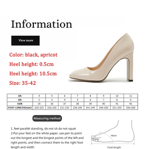 Zapatos de tacón alto de estilo coreano con punta cuadrada y boca baja, de tacón grueso, de charol, para mujer, ideales para bodas. - Product Image 6