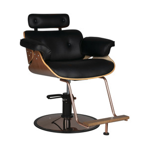 Gabbiano Florence noce nera sedia da parrucchiere stile salone reclinabile negozio di barbiere acciaio pelle sintetica in pelle sintetica - Product Image 1