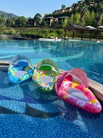 Wilda W172 Canapé gonflable de piscine pour adulte avec pare-soleil et dossier en maille, matelas flottant en forme de feuilles d'érable