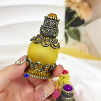 15ml Métal Alliage Fleur Bouteilles De Parfum En Verre Antique Huile Essentielle Attar Bouteille D'huile Décoration De La Maison Cadeau # 81135N